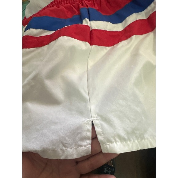 Vintage 80's Pacific Scene Striped Swim Red White Blue - Picture 7 of 16